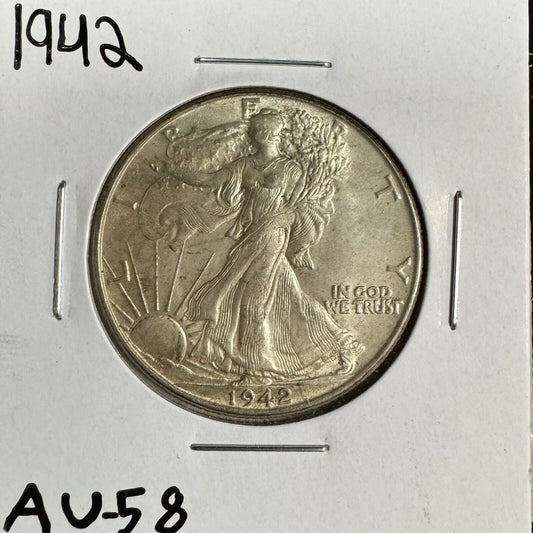 1942 Walking Liberty Half Dollar - Almost Uncirculated 