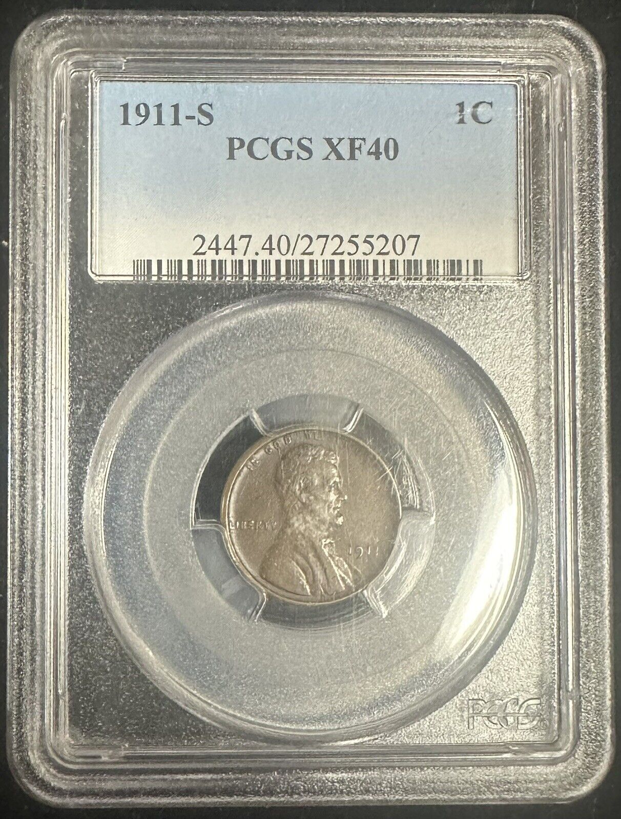 1911 S Wheat Cent PCGS XF40 (300987)