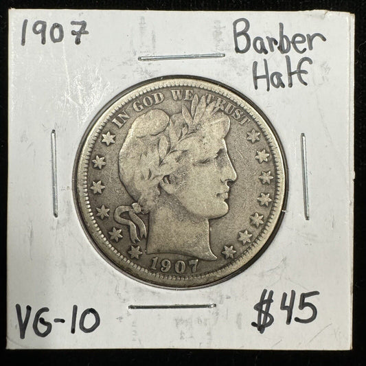 1907 Barber Half Dollar - Very Good