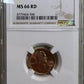 1955 D Wheat Cent NGC - MS66 RD ( 301007 )