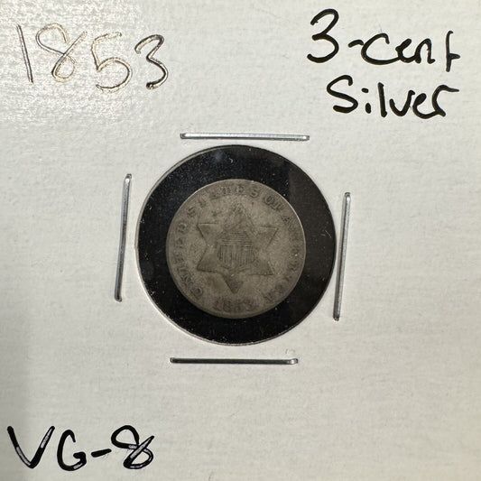 1853 3 Cent Silver - Very Good