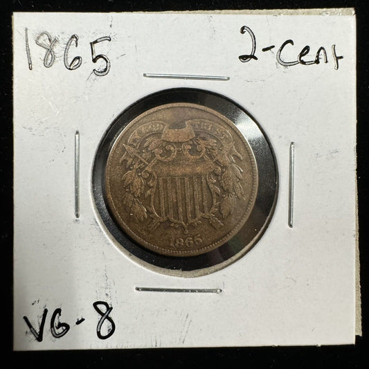 1865 2 Cent Piece - Very Fine