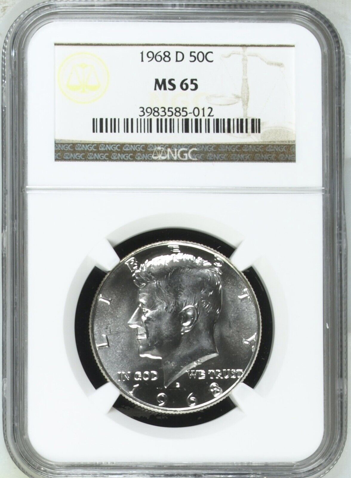 1968 D Kennedy Half Dollar - NGC MS65 ( 301178 )