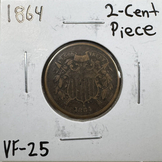 1864 2 Cent Piece - Very Fine ( 300925 )