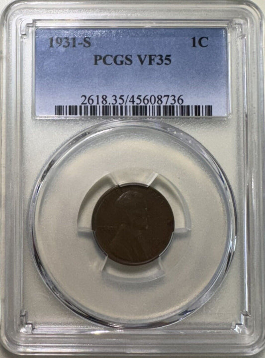 1931 S Wheat Cent PCGS - VF 35 ( 300998 )