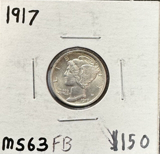 1917 Mercury Dime FB - Mint State ( 210354 )