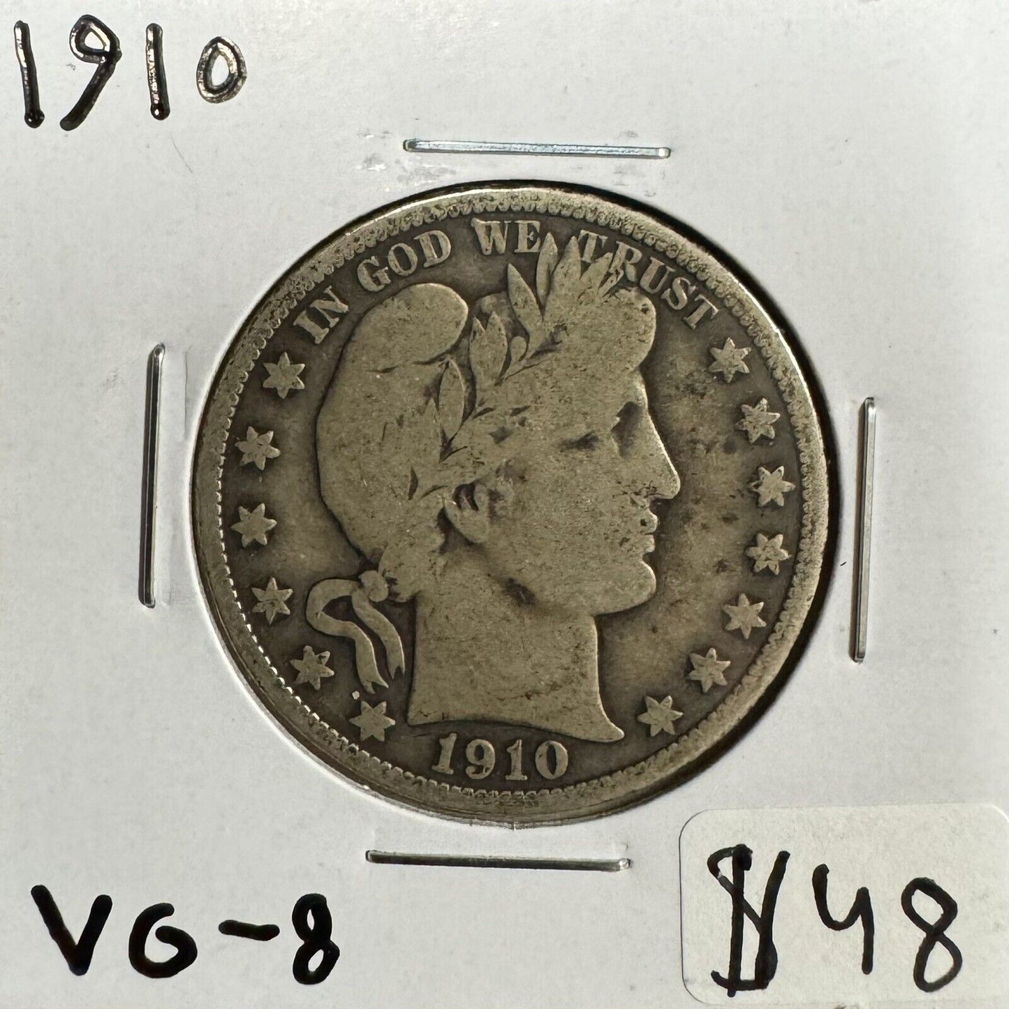 1910 Barber Half Dollar - Very Good 