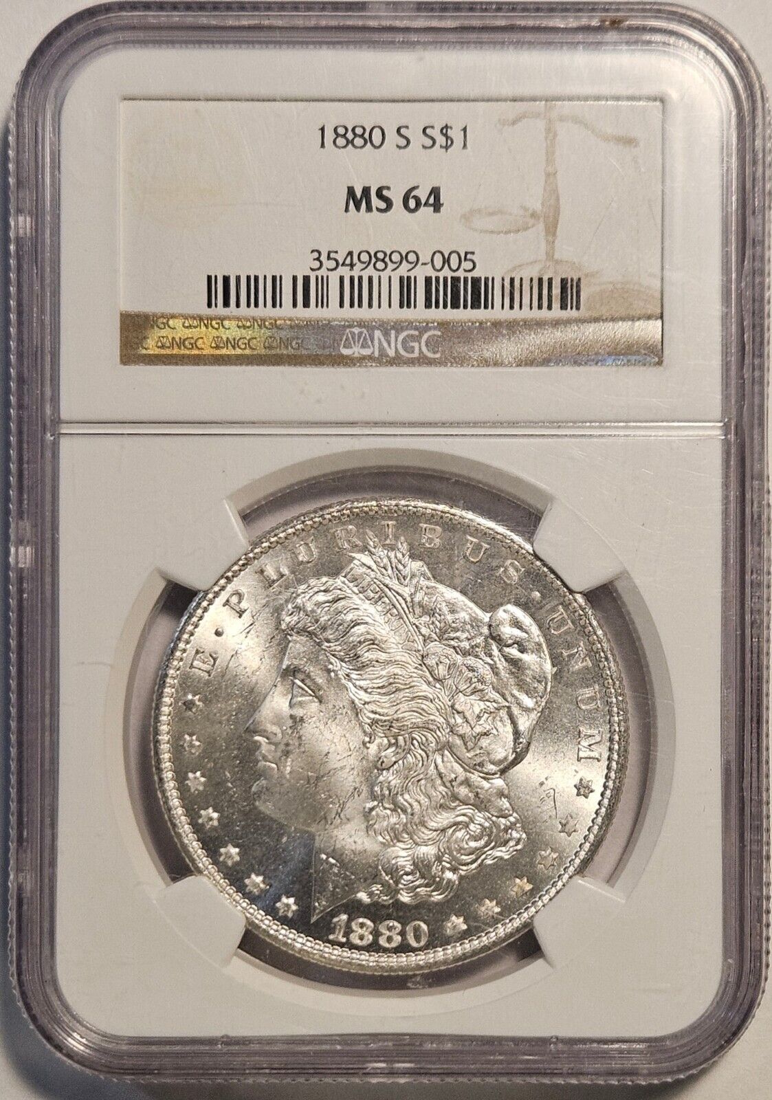 1880-S Morgan Silver Dollar NGC MS64 (117239)