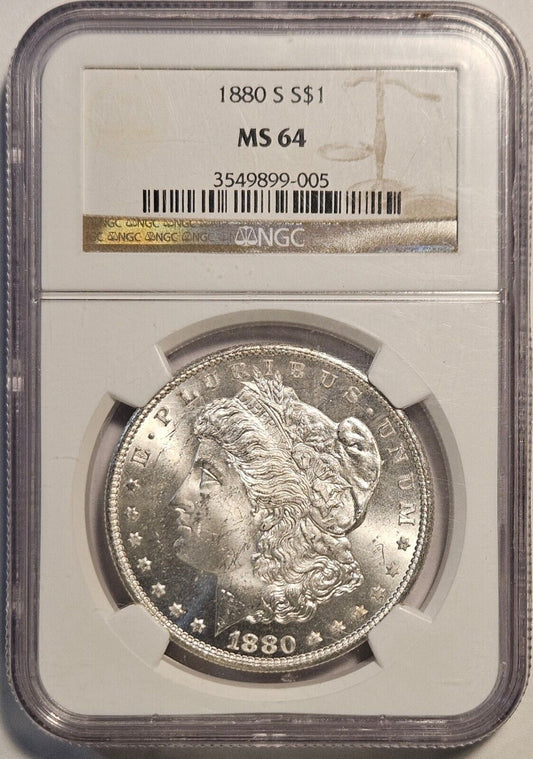 1880-S Morgan Silver Dollar NGC MS64 (117239)