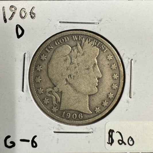 1906 D Barber Half Dollar - Good