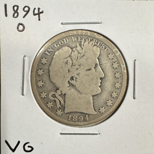 1894 O Barber Half Dollar - Very Good