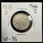 1913 D Buffalo Nickel Type 1 - Very Fine