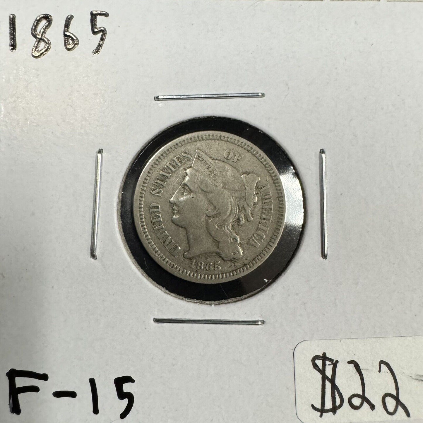 1865 3 Cent Nickel - Fine