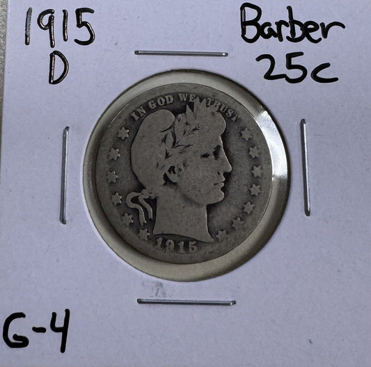 1915 D Barber Quarter - Good ( 300880 )