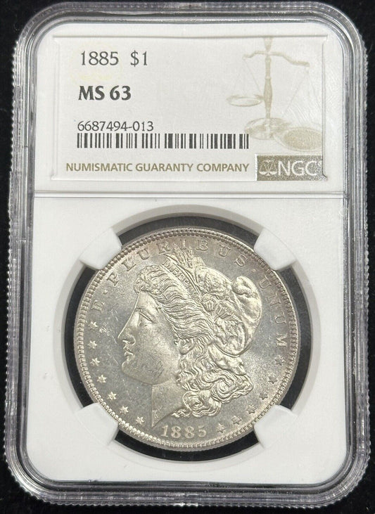 1885 Morgan Silver Dollar NGC MS63 (301108)