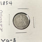 1854 Seated Dime - Very Good ( 301094 )