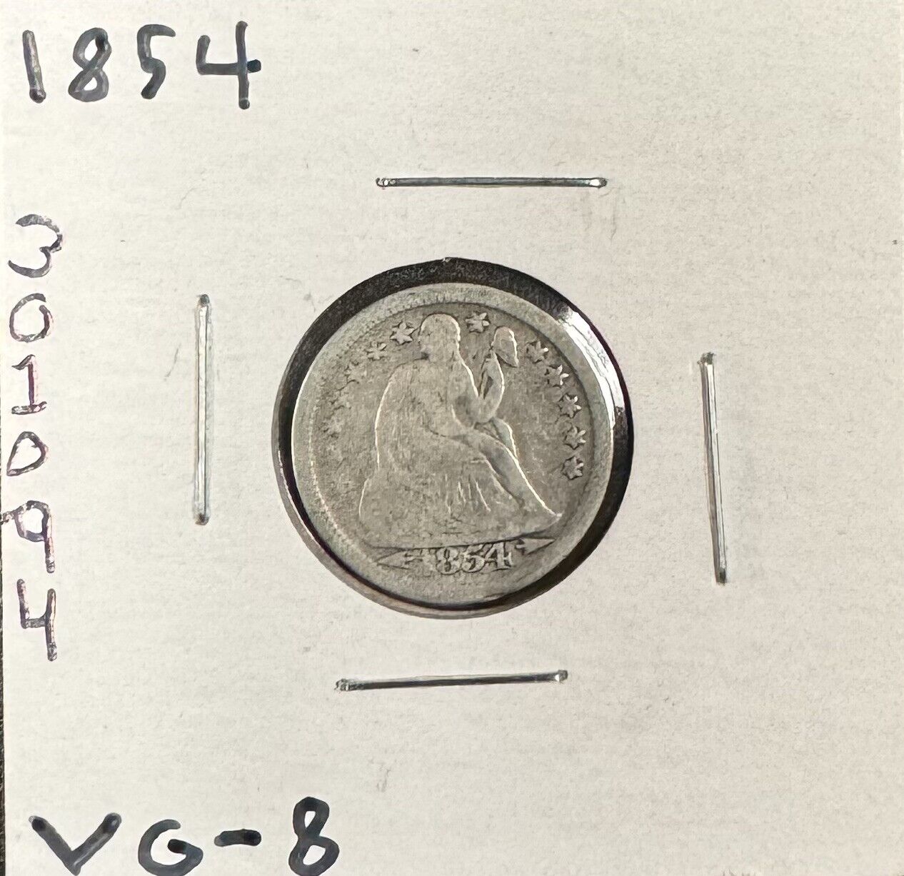 1854 Seated Dime - Very Good ( 301094 )