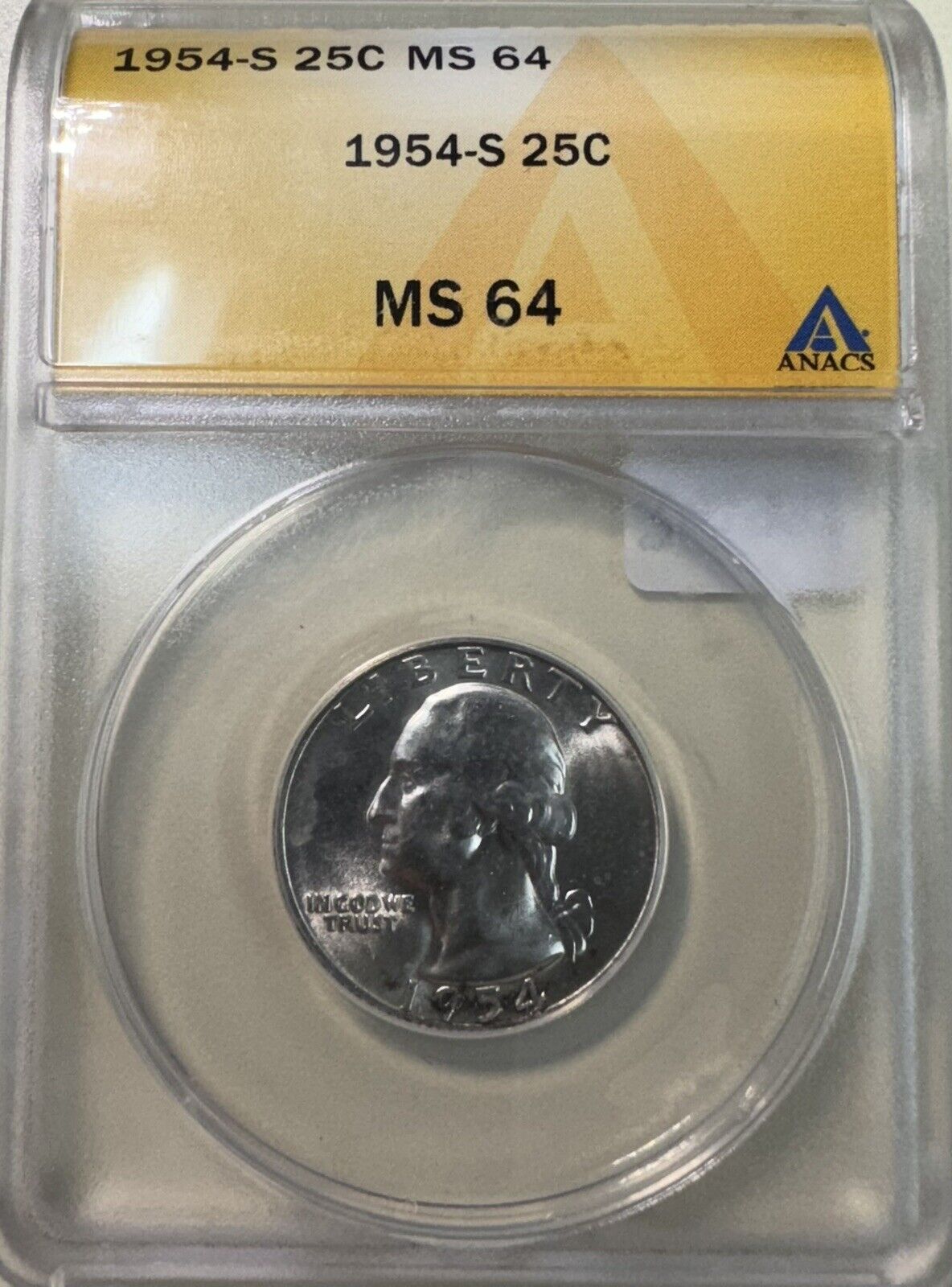 1954 S Washington Quarter ANACS - MS64 ( 300997 )