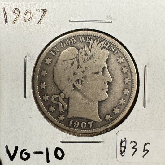 1907 Barber Half Dollar - Very Good