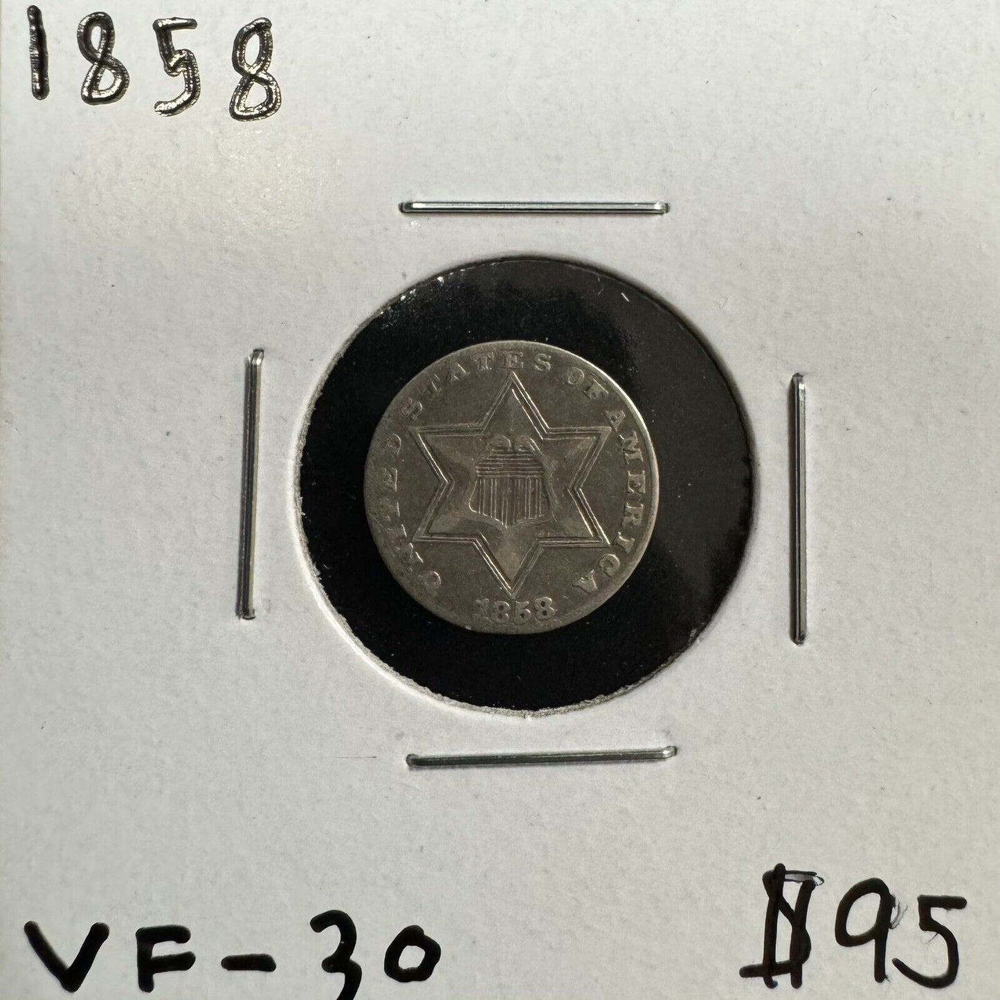 1858 3 Cent Silvel - Very Fine 