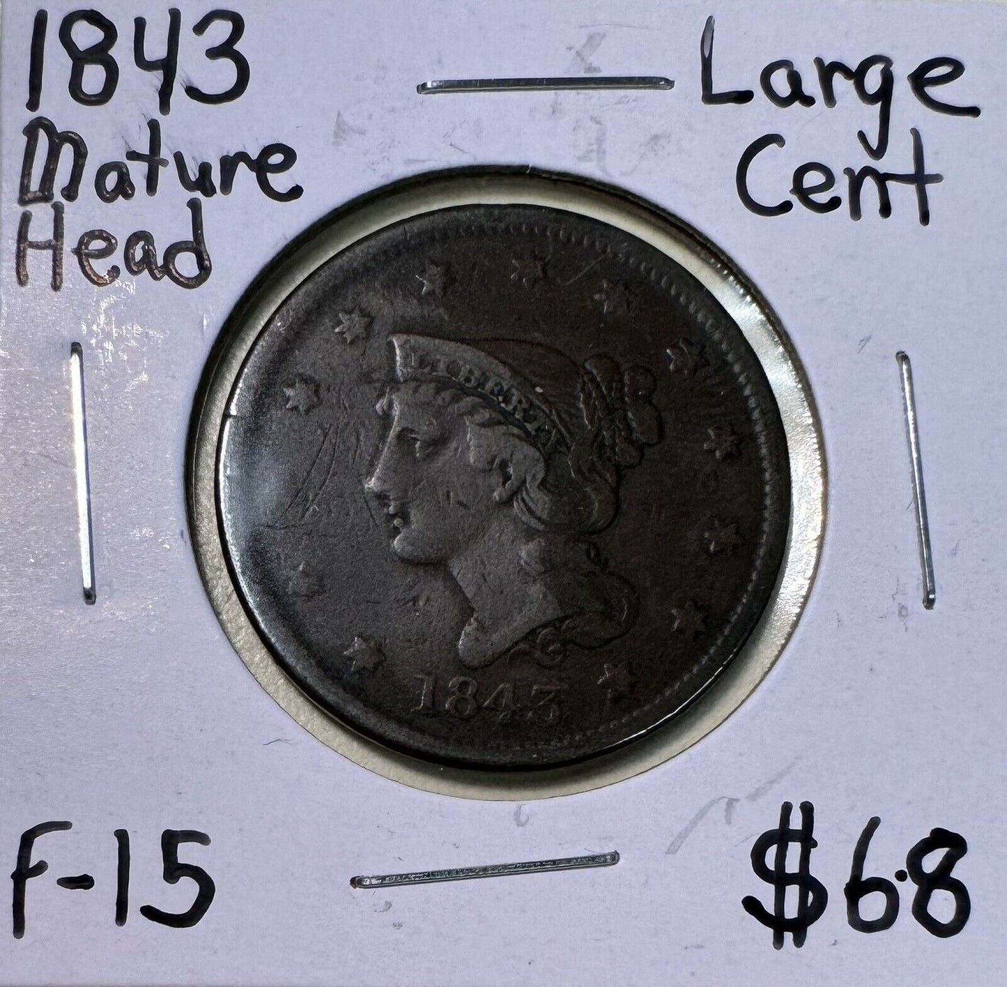 1843 Large Cent - Fine ( 301052 )