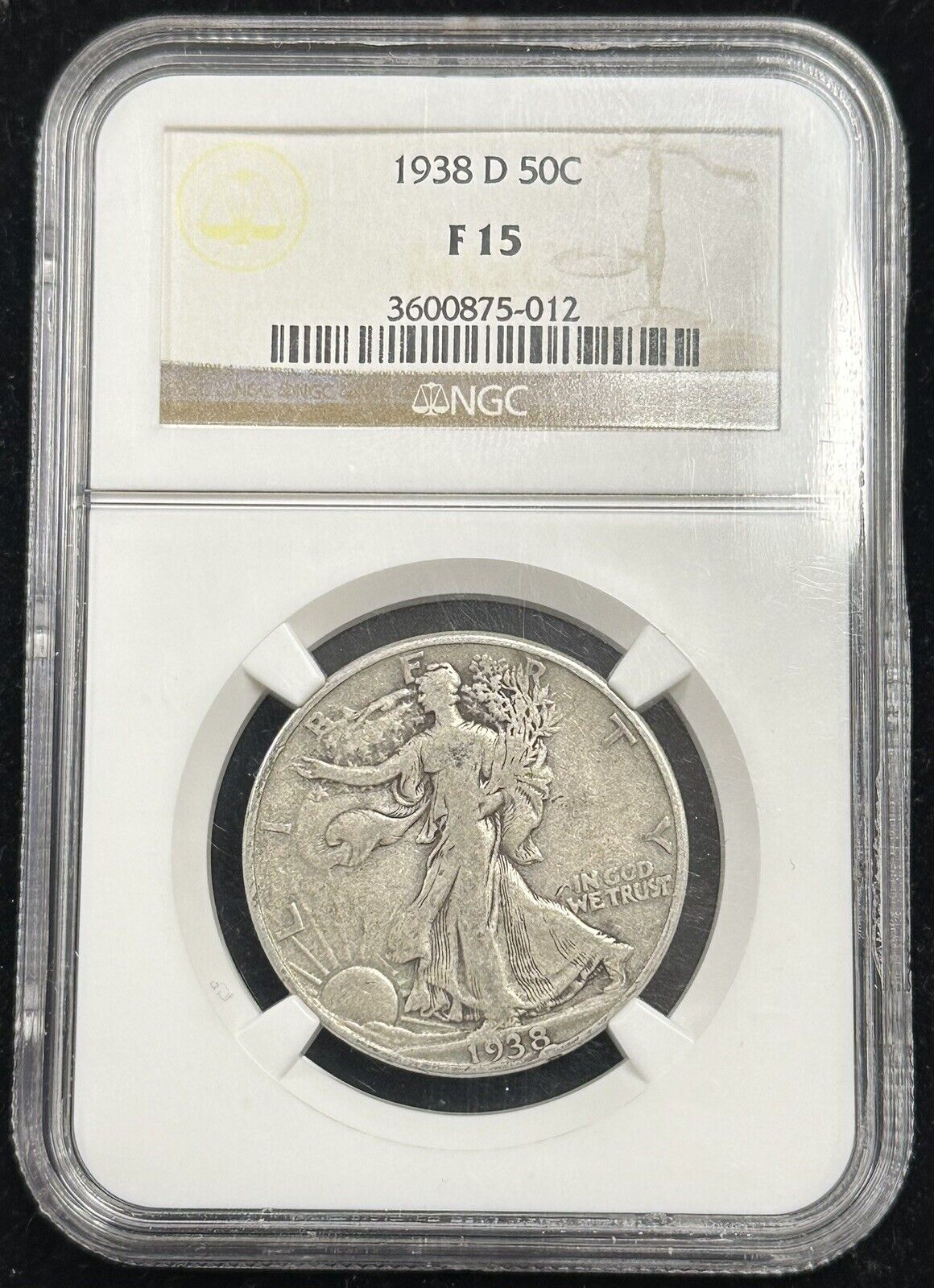 1938 D Walking Liberty Half Dollar NGC F 15 (301071)