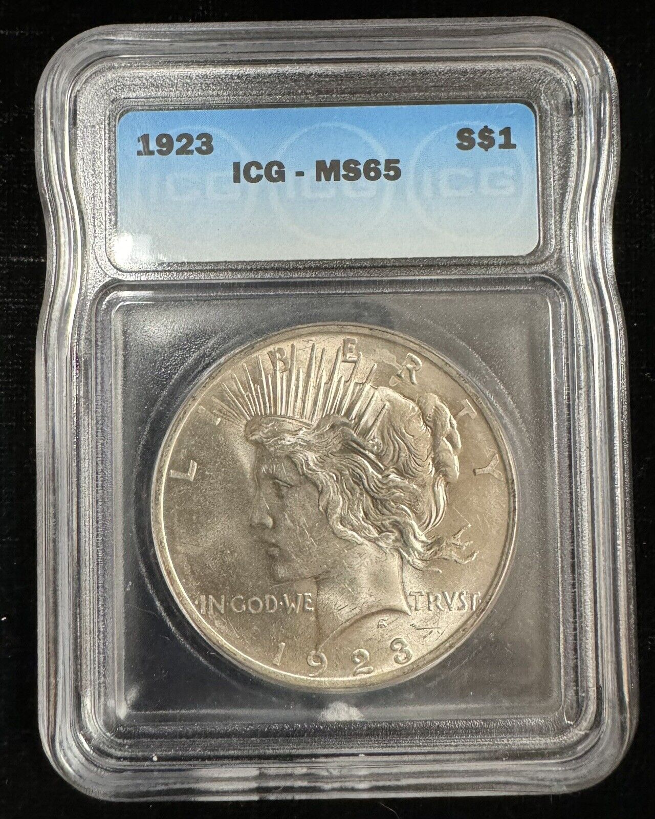 1923 Peace Dollar ICG - MS65