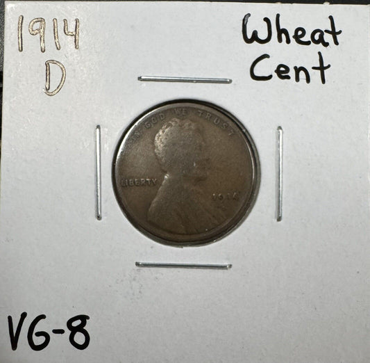 1914 D Wheat Cent - Very Good ( 300898 )