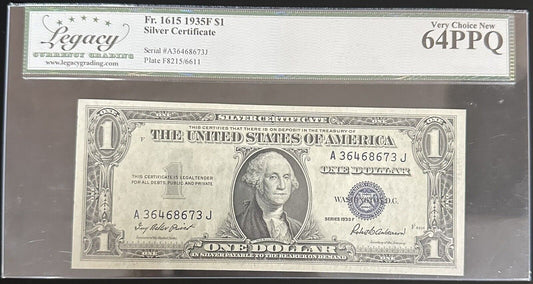 1935 F $1 Silver Certificate Legacy Very Choice New 64 PPQ