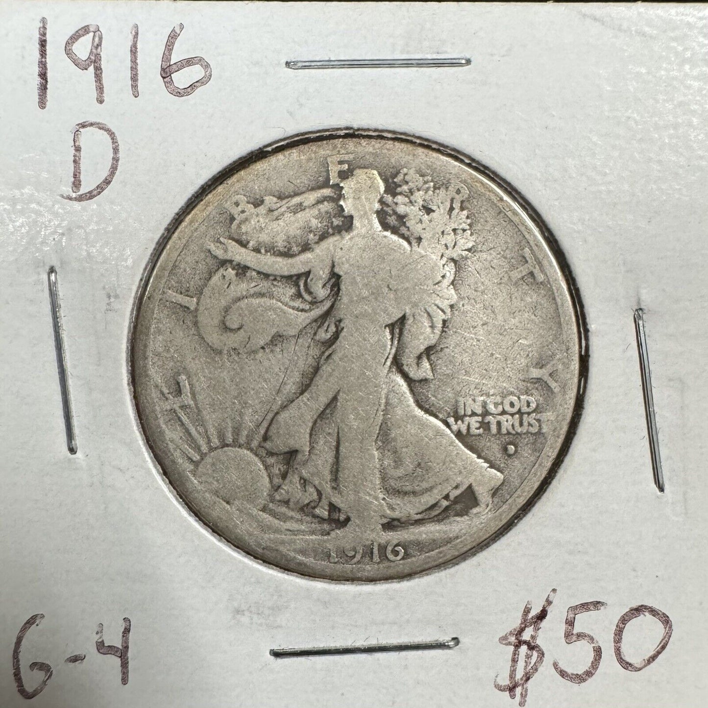 1916 D Walking Liberty Half Dollar - Good