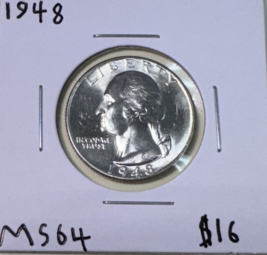 1948 Washington Quarter - Mint State ( 301041 )