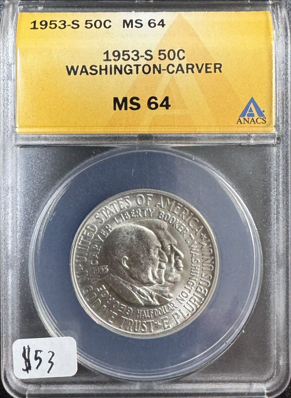 1953 S Washington Carver Half Dollar ANACS - MS64 ( 301170 )