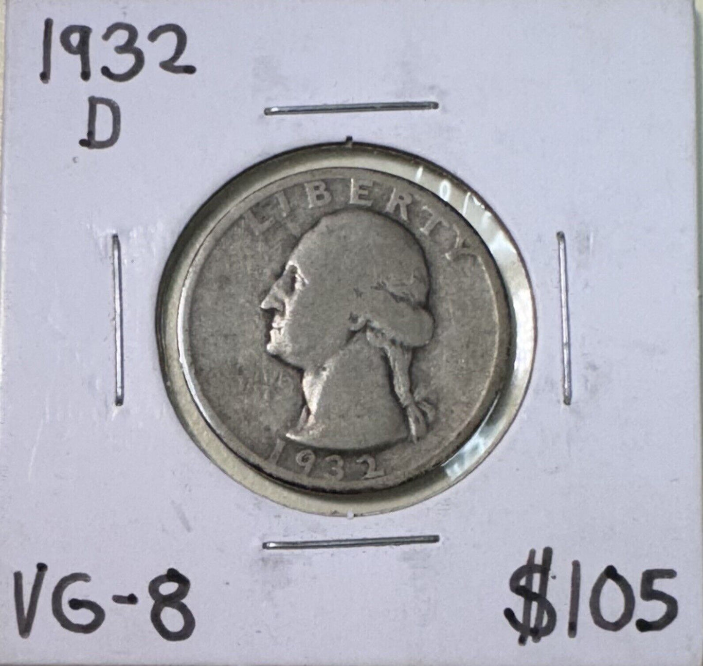 1932 D Washington Quarter - Very Good ( 301021 )