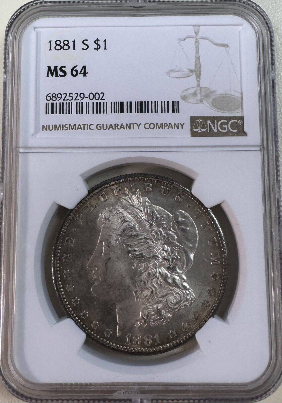 1881 S Morgan Dollar NGC - MS 64 ( 300971 )