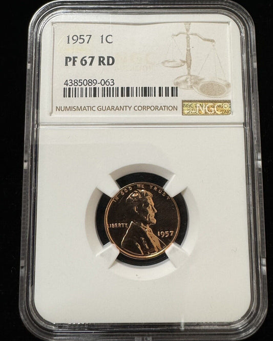 1957 Wheat Cent NGC - PF67 RD 