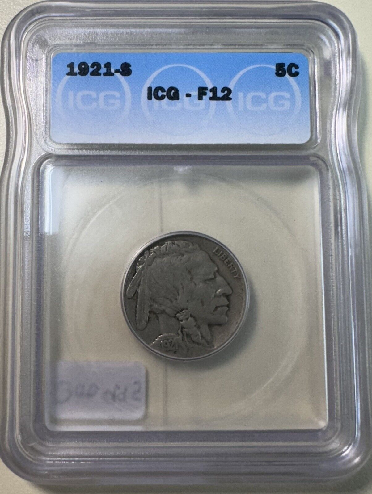 1921 S Buffalo Nickel IGC - F-12 ( 300995 )