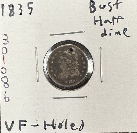 1835 Bust Half Dime - Very Fine - Holed ( 301086 )