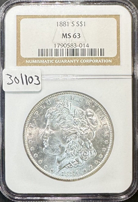 1881 S Morgan Dollar - NGC MS63 ( 301103 )