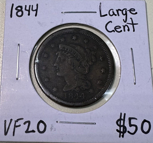 1844 Large Cent - Very Fine ( 301055 )