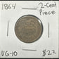 1864 2 Cent Piece Very Good Rotated Reverse!