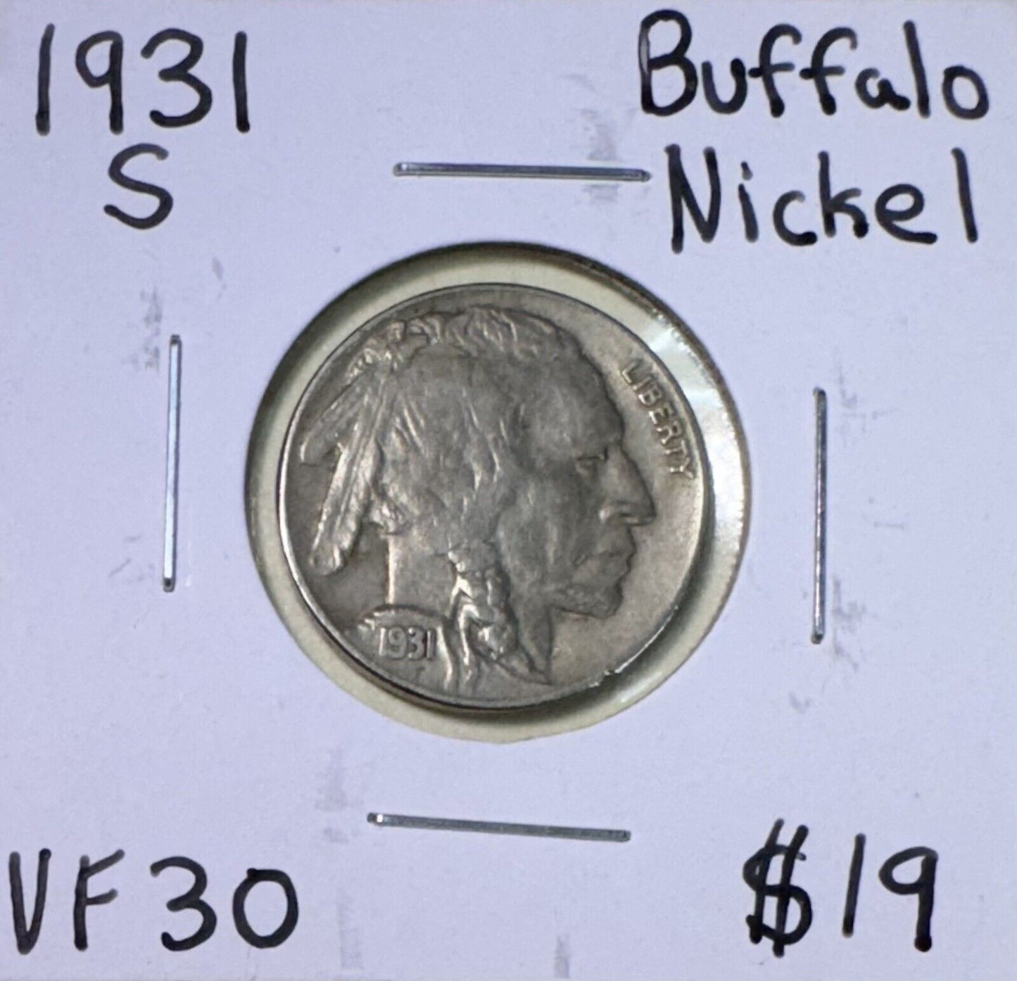 1931 S Buffalo Nickel - Very Fine ( 301047 )