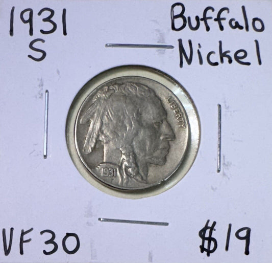 1931 S Buffalo Nickel - Very Fine ( 301047 )