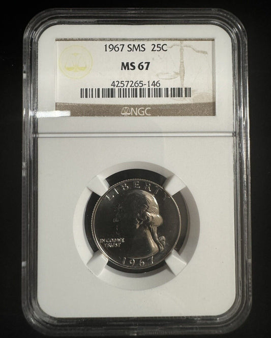 1967 Washington Quarter SMS NGC -  MS67