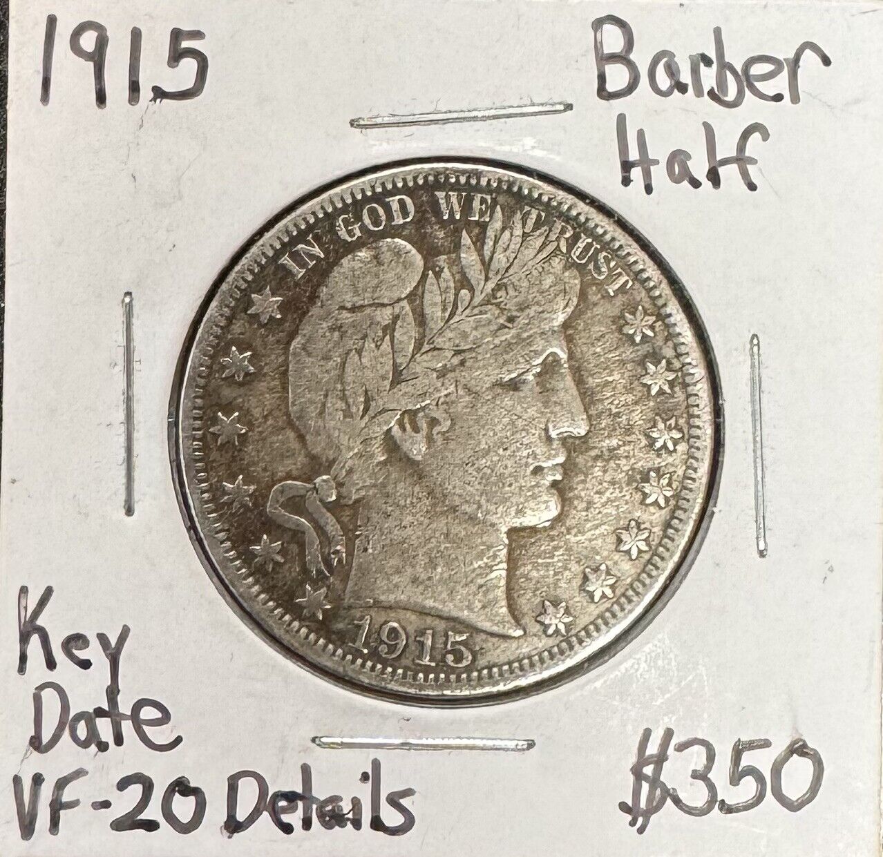 1915 Barber Half Dollar - Very Fine Details | KEY DATE ( 119191 )