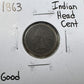 1863 Indian Head Cent - Good ( 300910 )