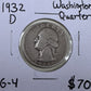 1932 D Washington Quarter - Good ( 301016 )