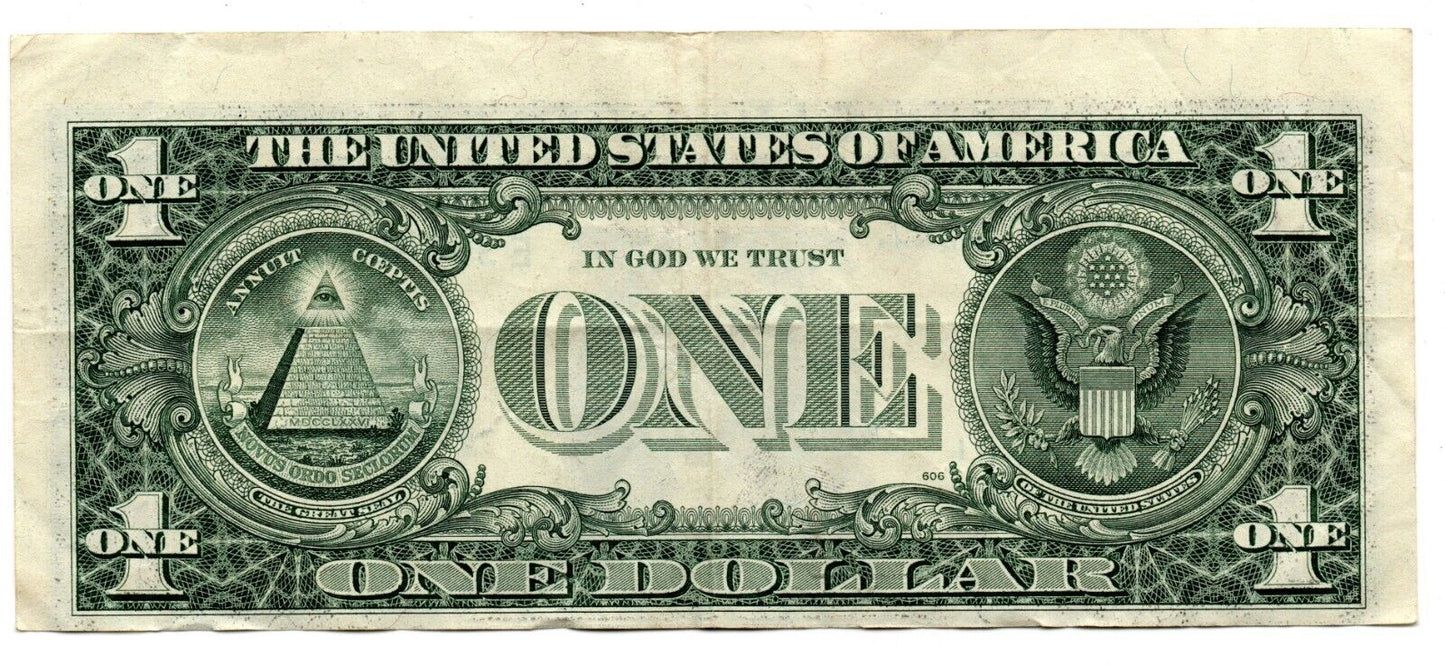 1995 $1 Error Note Misaligned Cut Serial # E35336780L BO3C