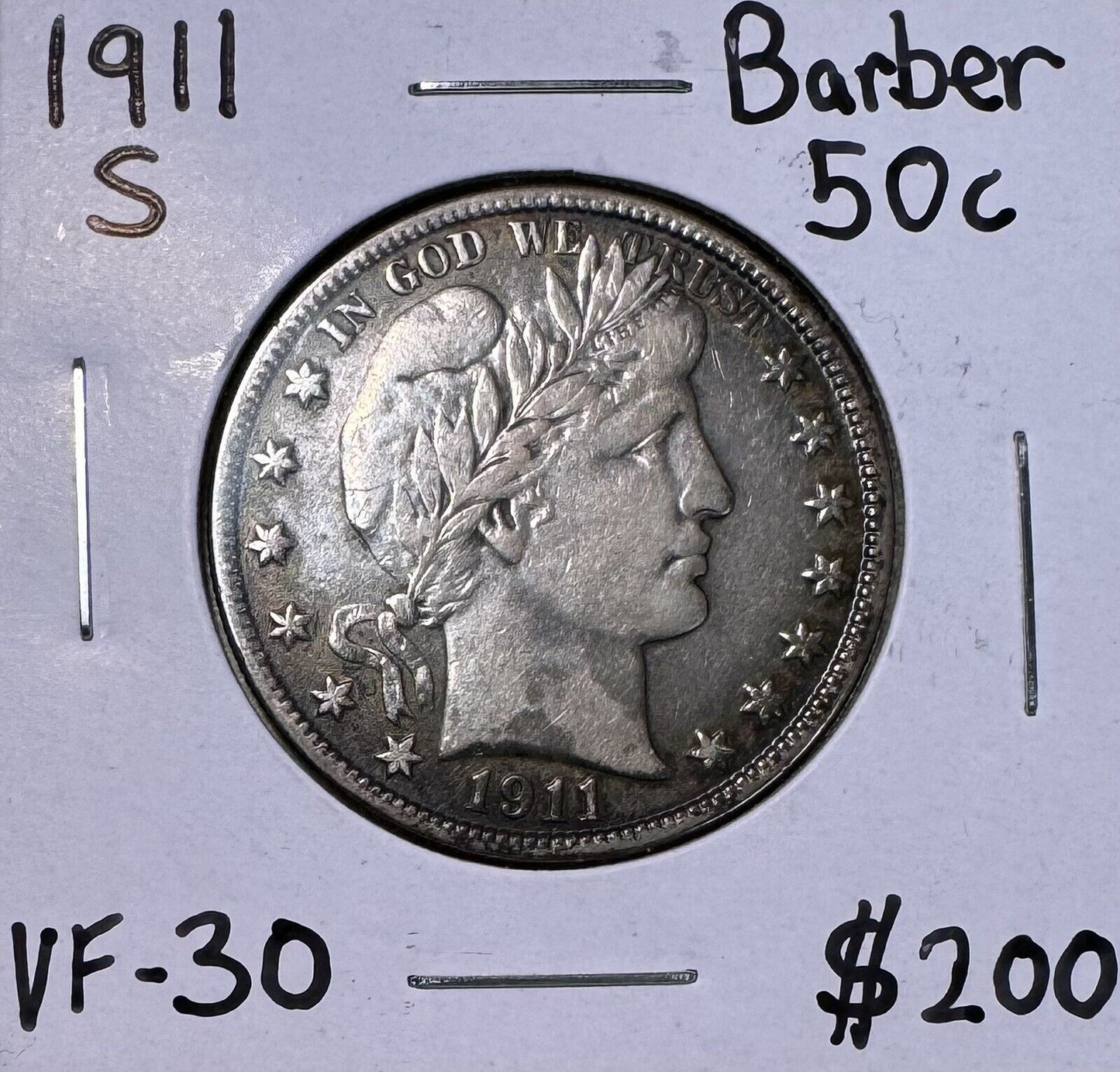 1911 S Barber Half Dollar - Very Fine ( 301030 )