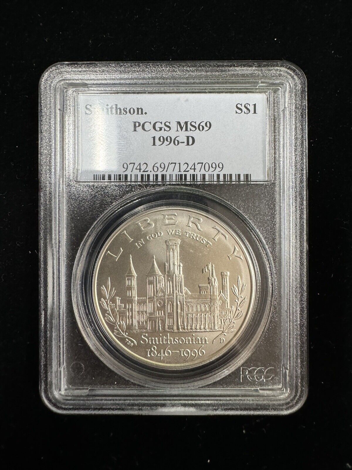 1996-D Smithsonian Commemorative Silver Dollar PCGS MS 69