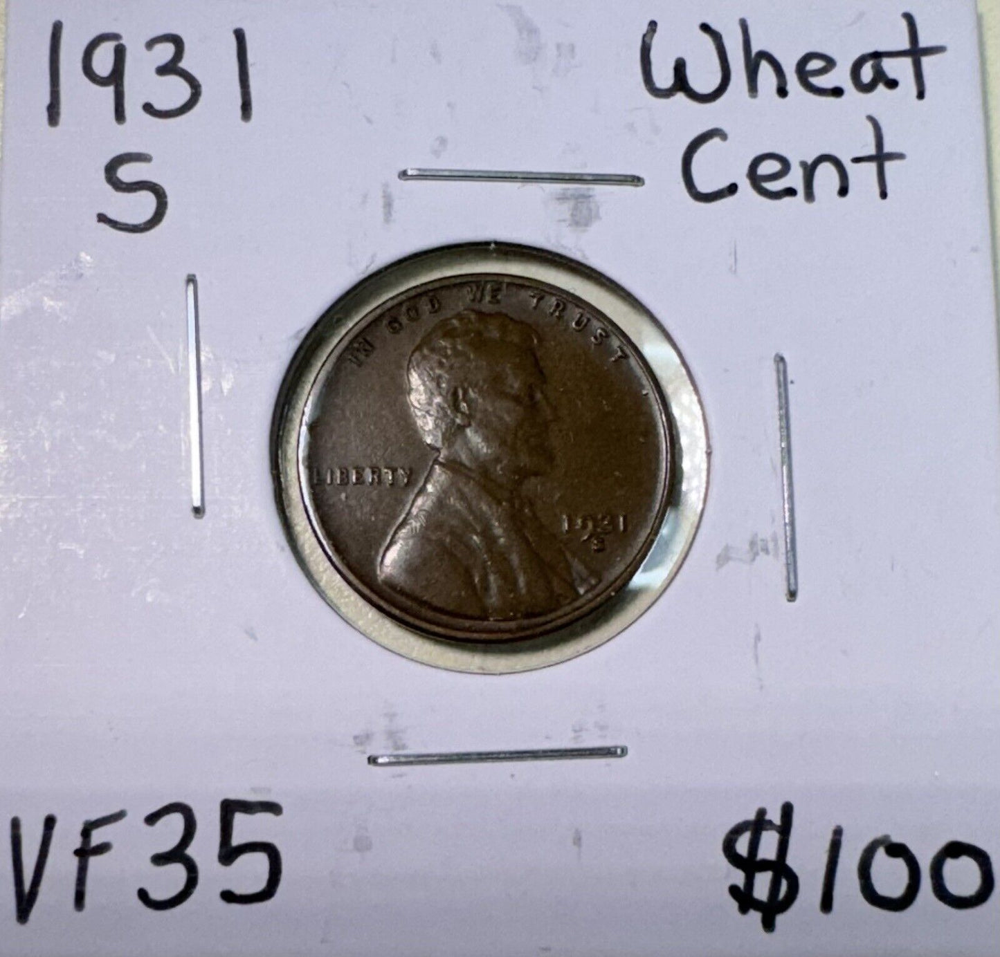 1931 S Wheat Cent - Very Fine ( 301051 )